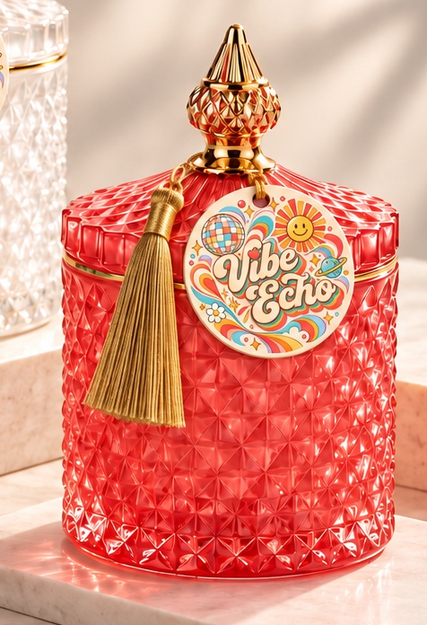 Birthday Spark faceted glass gift jar with gold tassel